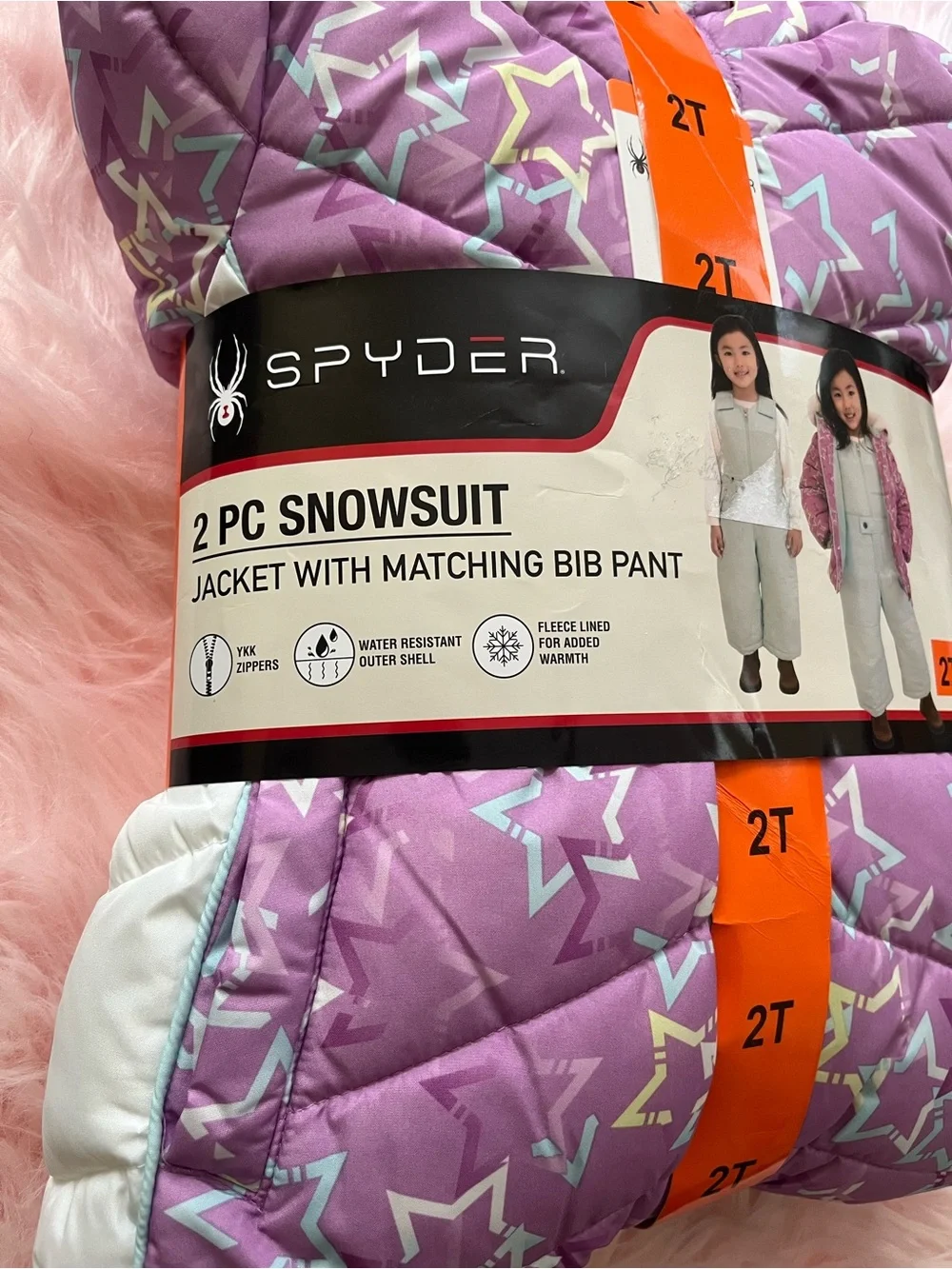 2pcs Spyder Purple Star Snowsuit and LT Blue pants- 2T